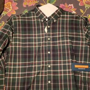 Woven plaid button up shirt